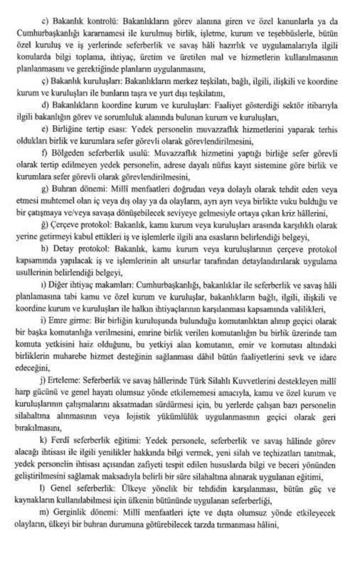 Cumhurbaşkanı Erdoğan, 'Seferberlik ve Savaş Hâli Yönetmeliği'ni yayımladı