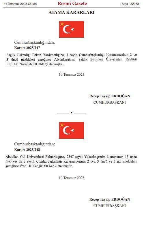 Cumhurbaşkanı Erdoğan, 4 üniversiteye yeni rektör atadı