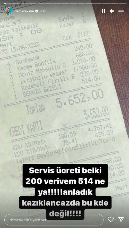 Restoranda 514 TL servis ücreti ödeyen Demet Akalın'an tepki: Kazıklanacağız da bu kadar değil