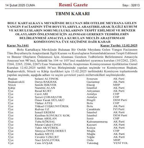Yangın faciasını araştırmak için kurulan komisyonda yer alacak milletvekilleri belli oldu