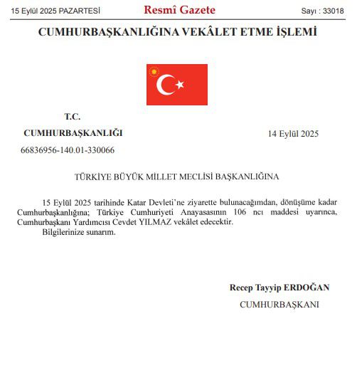 Erdoğan'ın Katar ziyareti sırasında Cumhurbaşkanlığına vekalet edecek isim belli oldu
