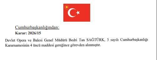 Devlet Opera ve Balesi Genel Müdürü Tan Sağtürk görevden alındı