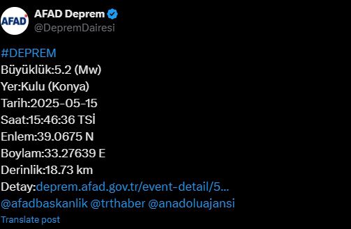 Ankara deprem mi oldu? SON DAKİKA! 15 Mayıs Perşembe Ankara'da deprem mi oldu?