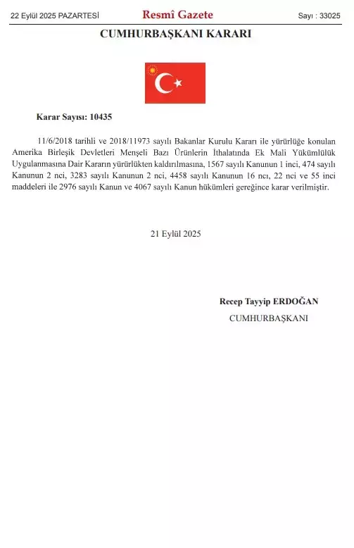 ABD ürünlerine uygulanan ek mali yükümlülükler kaldırıldı