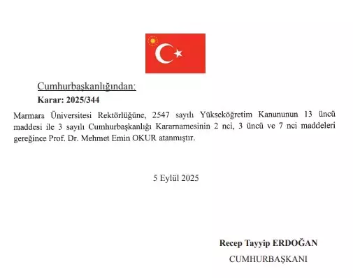 Marmara Üniversitesi'nin yeni rektörü Mehmet Emin Okur oldu