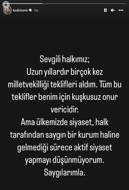 Kadir İnanır, Yeşil Sol Parti'den milletvekili adayı olacağı iddiasını yalanladı