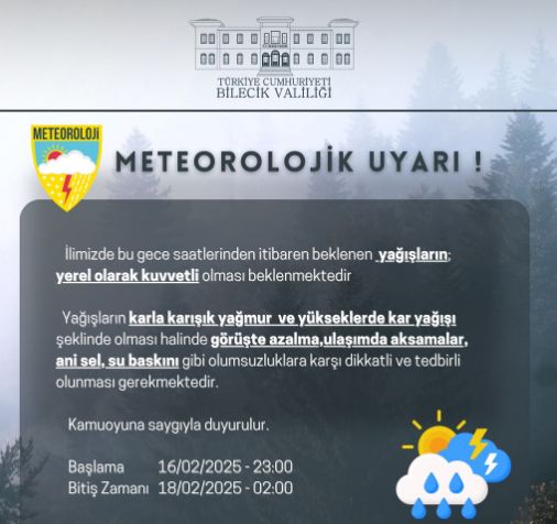 Bilecik okullar tatil mi SON DAKİKA? 18 Şubat Salı Bilecik okul yok mu (Bilecik Valiliği KAR TATİLİ AÇIKLAMASI)?