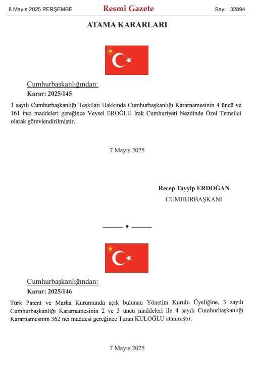 Eski Bakan Veysel Eroğlu, Irak Cumhuriyet Özel Temsilcisi oldu