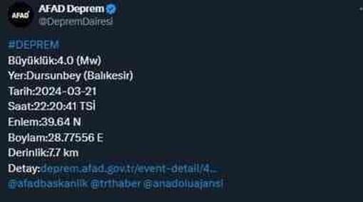 Balıkesir'de deprem mi oldu? Az önce Balıkesir'de kaç büyüklüğünde deprem oldu? Bugün Balıkesir'de deprem mi oldu?