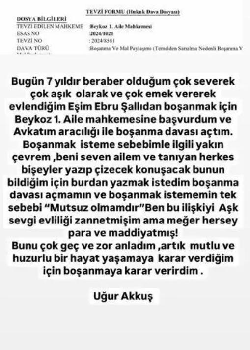 Ebru Şallı ile Uğur Akkuş boşanıyor mu? Ebru Şallı ile Uğur Akkuş neden ayrılıyor?