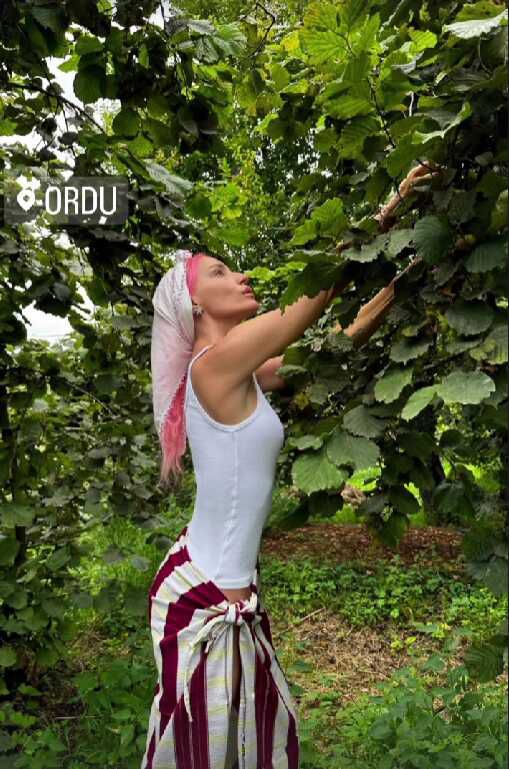 Ordu'ya giden Gülşen, fındık bahçesine girdi! Verdiği poz olay