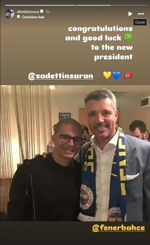 Sadettin Saran'ın Başkanlığına Destek Yağmuru: Alex de Souza'dan Tebrik Mesajı