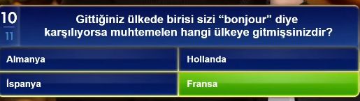 Gittiğiniz ülkede birisi sizi 'bonjour' diye karşılıyorsa muhtemelen hangi ülkeye gitmişsinizdir?
