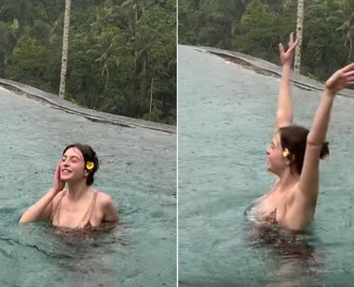 >Melis Sezen, Bali'de yağmur altındaki dansıyla sosyal medyayı salladı