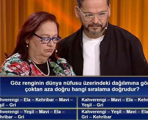 >Göz renginin dünya nüfusu üzerindeki dağılımına göre çoktan aza doğru hangi sıralama doğrudur?