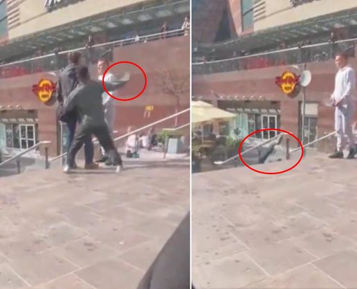 Dehşet anları kamerada! Arkadan yaklaştı, tek yumrukla merdivenlerden düşürdü