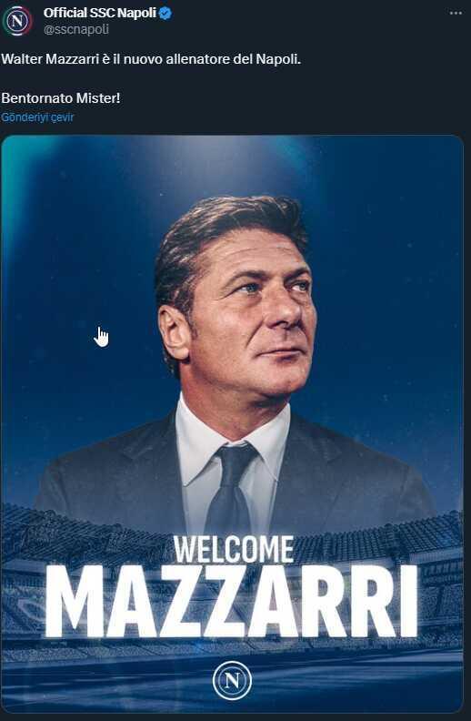 Daha önce de takımı çalıştıran Walter Mazzari Napoli'nin yeni hocası oldu