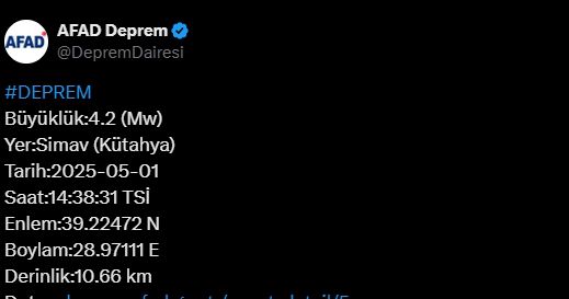 Kütaya deprem mi oldu, Simav'da deprem mi oldu 1 Mayıs Perşembe?