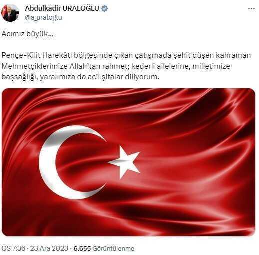 Kuzey Irak'ta şehit düşen 6 askerimiz için siyasilerden taziye mesajları