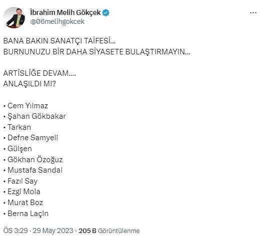 Melih Gökçek, 'Sanatçı taifesi' diye seslendiği ünlü isimleri böyle hedef aldı: Burnunuzu bir daha siyasete bulaştırmayın, artistliğe devam