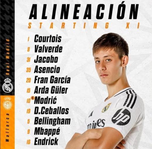 Arda Güler Real Madrid Mallorca maçında oynuyor mu, Arda Güler ilk 11'de mi?