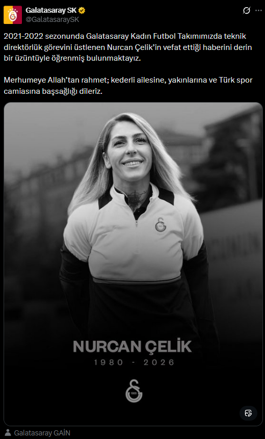 Galatasaray Kadın Futbol Takımı'nın eski teknik direktörü vefat etti