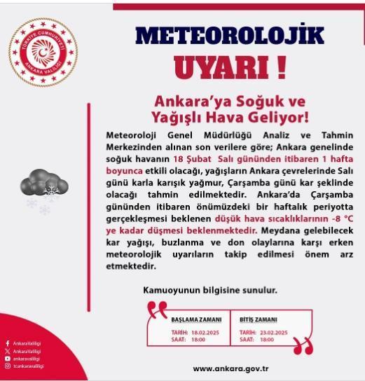 Ankara okullar tatil mi SON DAKİKA? 21 Şubat Cuma Ankara okul yok mu (Ankara Valiliği Açıklaması – KAR TATİLİ)?