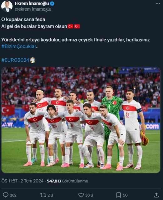 Cumhurbaşkanı Erdoğan'dan A Millilerimize tebrik mesajı