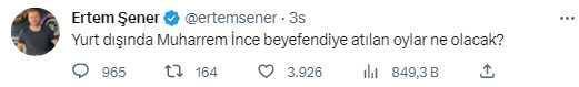 Ertem Şener'den sosyal medyayı karıştıran Muharram ince sorusu: Beyefendiye atılan oylar ne olacak?