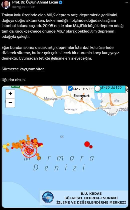 Ahmet Ercan'dan artçı depremler sonrası uyarı: Çok çekinilecek bir durumla karşı karşıya olabiliriz