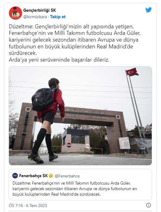 Milli Takım'ın Arda paylaşımı ortalığı karıştırdı! Fenerbahçe'nin yaptığı 'düzeltme'ye yanıt Gençlerbirliği'nden geldi