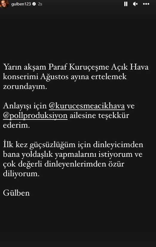 Özkan Uğur'un ölümü Gülben Ergen'i yıktı! 'Güçsüzüm' diyerek yarınki konserini erteledi