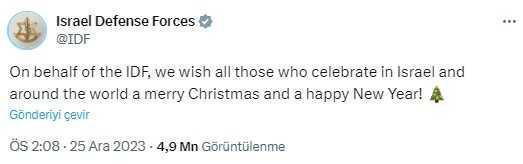 İsrail Başbakanı Netanyahu'nun Noel paylaşımı tepki çekti