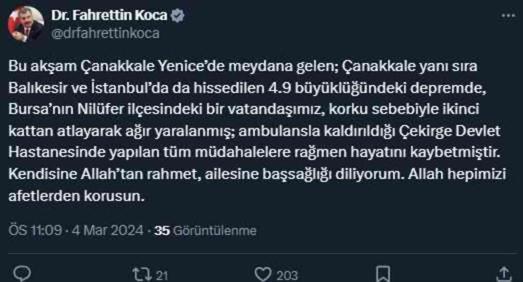 Çanakkale'de 4,9 büyüklüğünde deprem! İstanbul ve çevre illerde de hissedildi