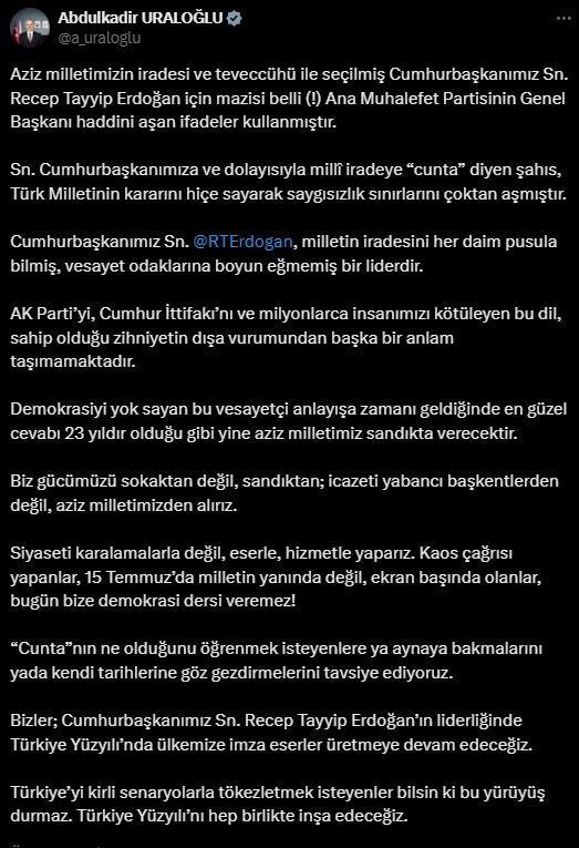 Özgür Özel'in cuntacı sözlerine Süleyman Soylu'dan tepki