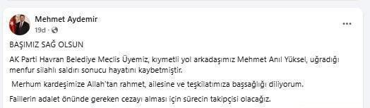 AK Partili Belediye Meclis Üyesi Mehmet Anıl Yüksel saldırıda yaşamını yitirdi