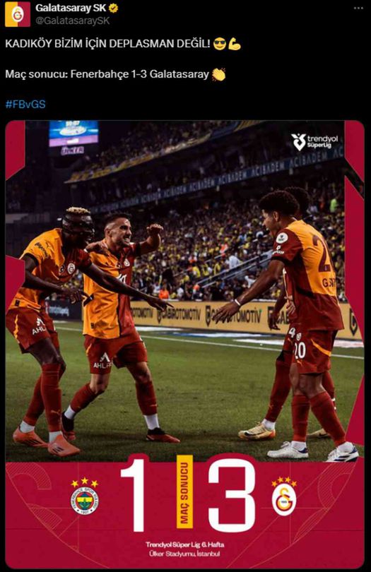 Galatasaray'dan maç sonu Fenerbahçelileri çıldırtan paylaşımlar