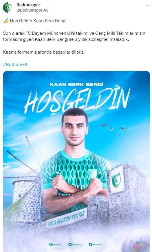 Bodrum FK, Bayern Münih'ten Kaan Berk Bengi'yi renklerine bağladı