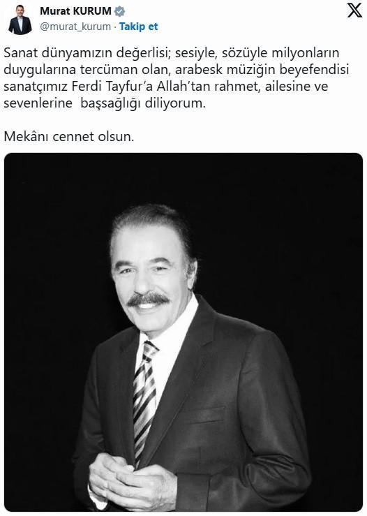 Siyasilerden Ferdi Tayfur için ardı ardına taziye mesajları