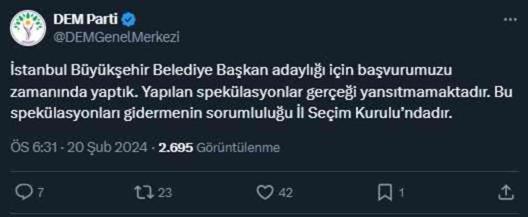 İstanbul için aday başvurusunu yetiştiremediler mi? DEM Parti'den ilk açıklama