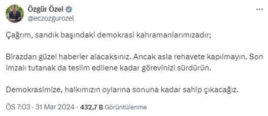 Özgür Özel: Birazdan güzel haberler alacaksınız