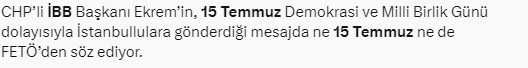 İBB'nin 15 Temmuz mesajı tepki çekti