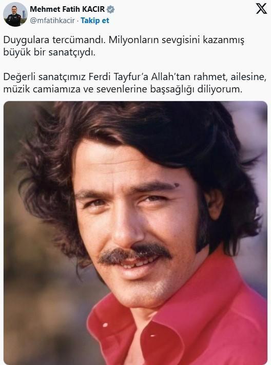 Siyasilerden Ferdi Tayfur için ardı ardına taziye mesajları