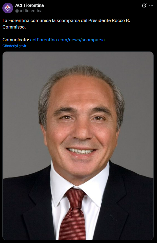 Fiorentina Başkanı Rocco Commisso hayatını kaybetti