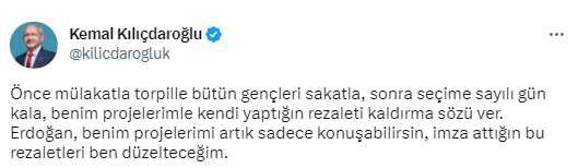Erdoğan'ın 'mülakat' vaadine Kılıçdaroğlu'ndan yanıt: Benim projelerimi artık sadece konuşabilirsin