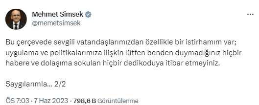 Mehmet Şimşek'ten bakanlık sonrası ilk paylaşım: Acil önceliğimiz, ekibimizi güçlendirmek ve güvenilir bir program tasarlamaktır