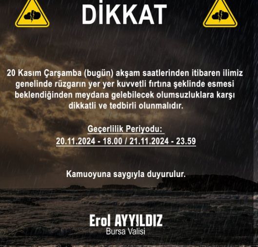 Bursa'da okullar tatil mi 21 Kasım Perşembe?