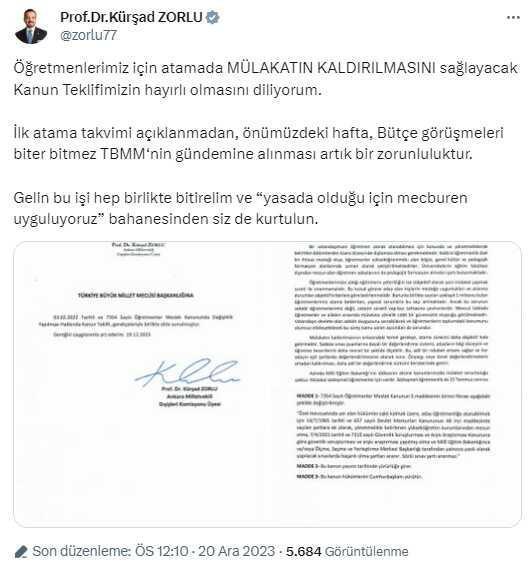 İYİ Parti'den öğretmen atamalarında mülakatın kaldırılmasına yönelik kanun teklifi