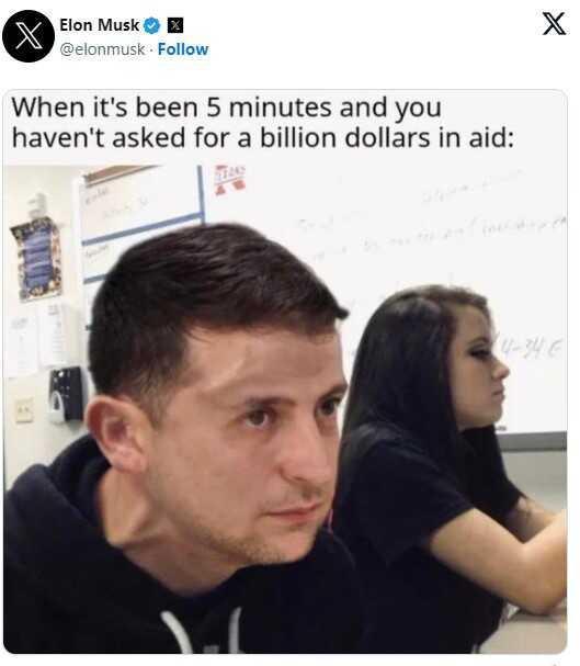 Elon Musk Rusya ile karşı sürdürülen savaşta müttefiklerinden yardım isteyen Ukrayna Cumhurbaşkanı Zelensky ile dalga geçti