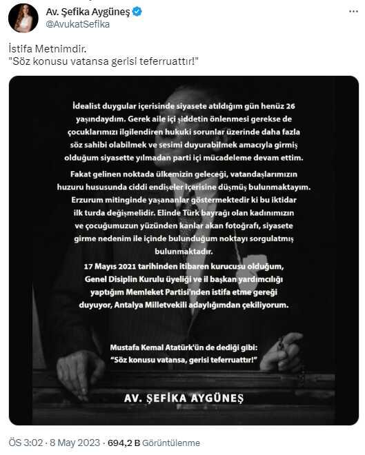 İmamoğlu'na yapılan saldırıya sitem eden Memleket Partisi'nin milletvekili adayı istifa etti: Bu iktidar ilk turda değişmeli